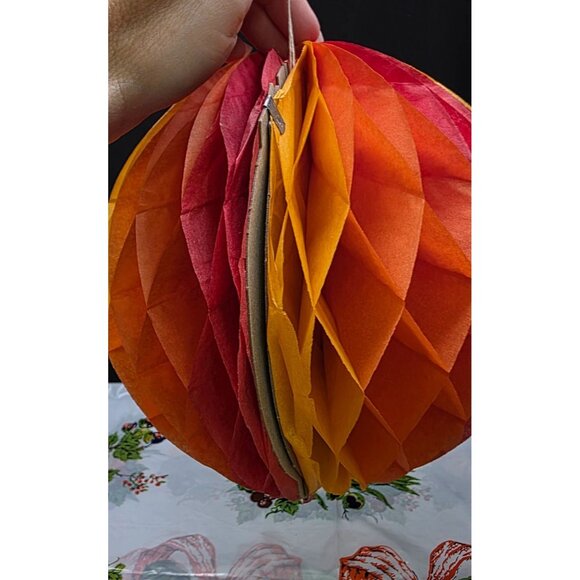 Vintage Honey Comb Hanging Decor Orange and Red Fall Autum Decor - Picture 4 of 6